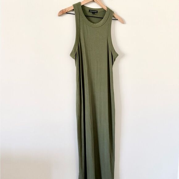 Banana Republic Ribbed Knit Tank Midi Dress in Olive Green Size M - Picture 3 of 6